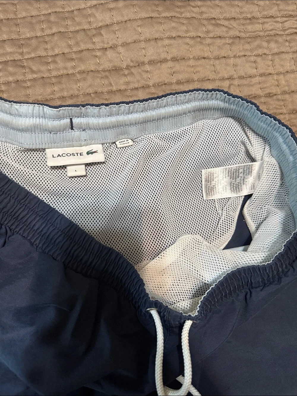 Lacoste Navy Blue Swim Shorts with Drawstring size large